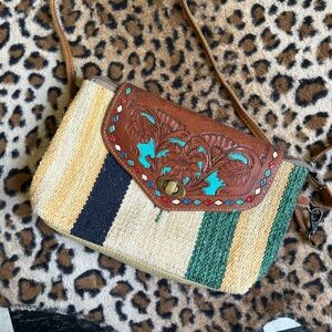 Myra Western Woven Leather Crossbody Bag